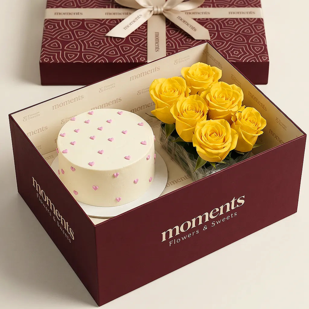 Signature Heart Cake & Roses Box