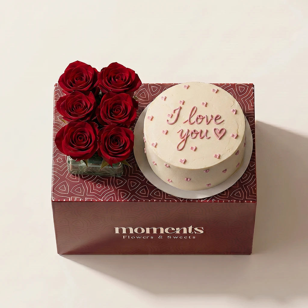 I Love You Cake & Roses Box